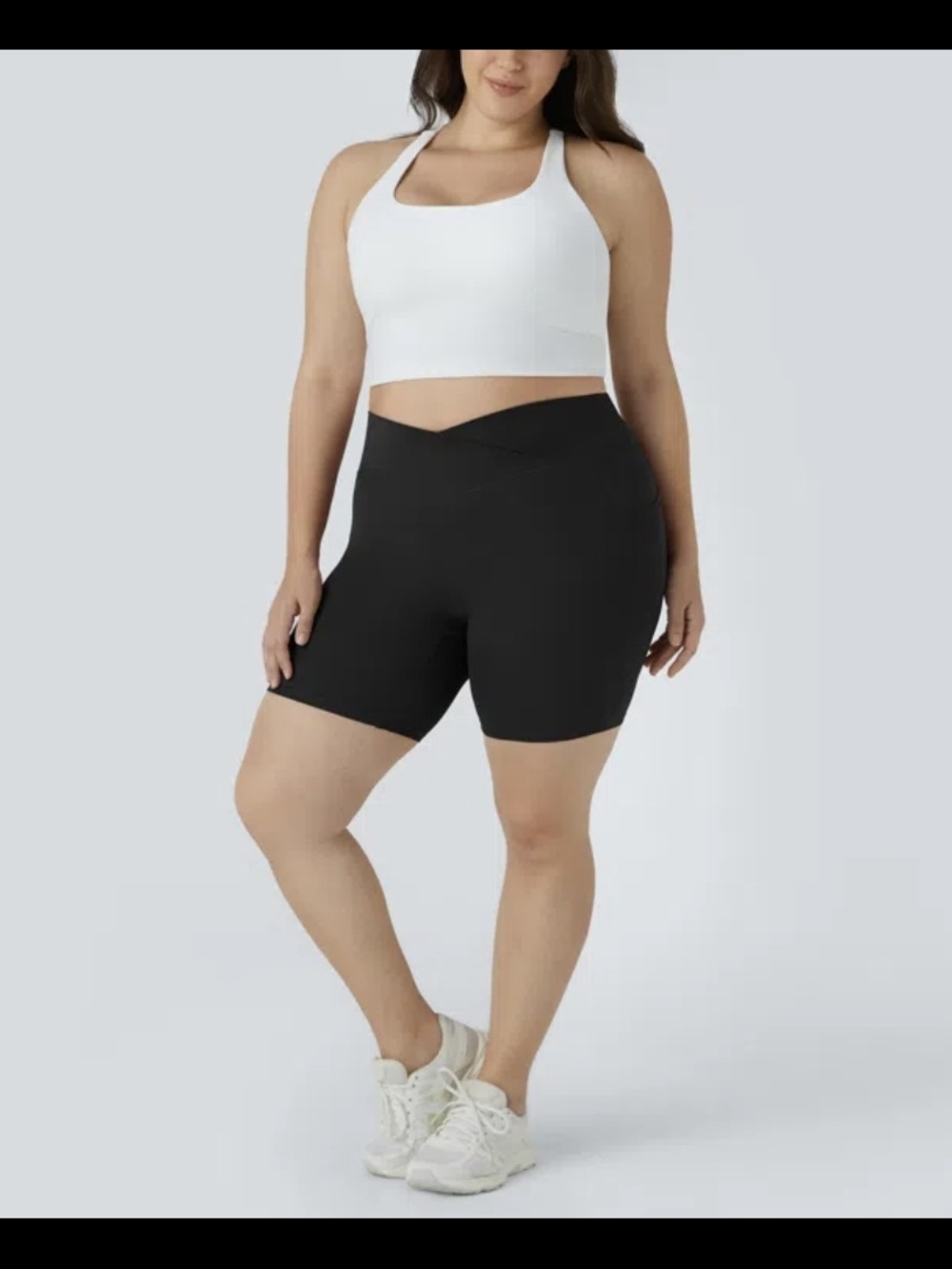 HALARA Black High-Rise Crossover Waist Biker Shorts